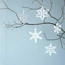 original pop up store crochet snowflakes